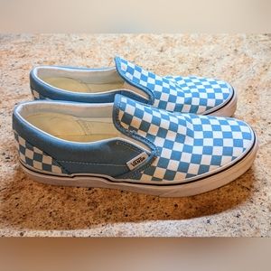 Vans Checker Board Teal White Slip On  Shoes Youth size 6